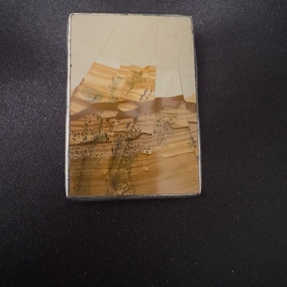 Jasper stone silver toned brooch